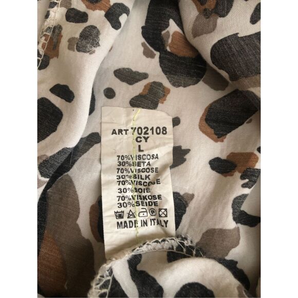 “Made in Italy Leopard Print Midi Skirt – 70% Viscose, 30% Silk” SZ L - Picture 8 of 10